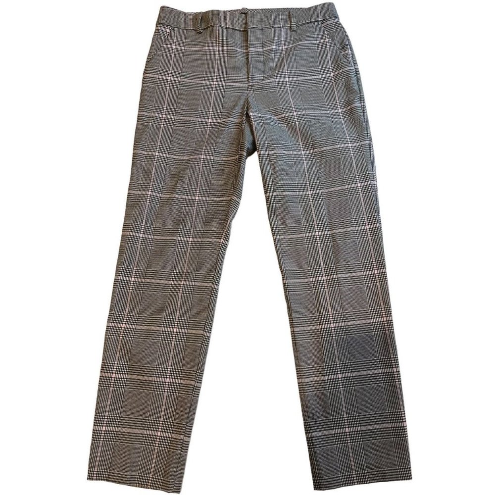 Lord Taylor Mens Plaid Dress Pant High Rise Kelly Taille Haute Black White SZ 6